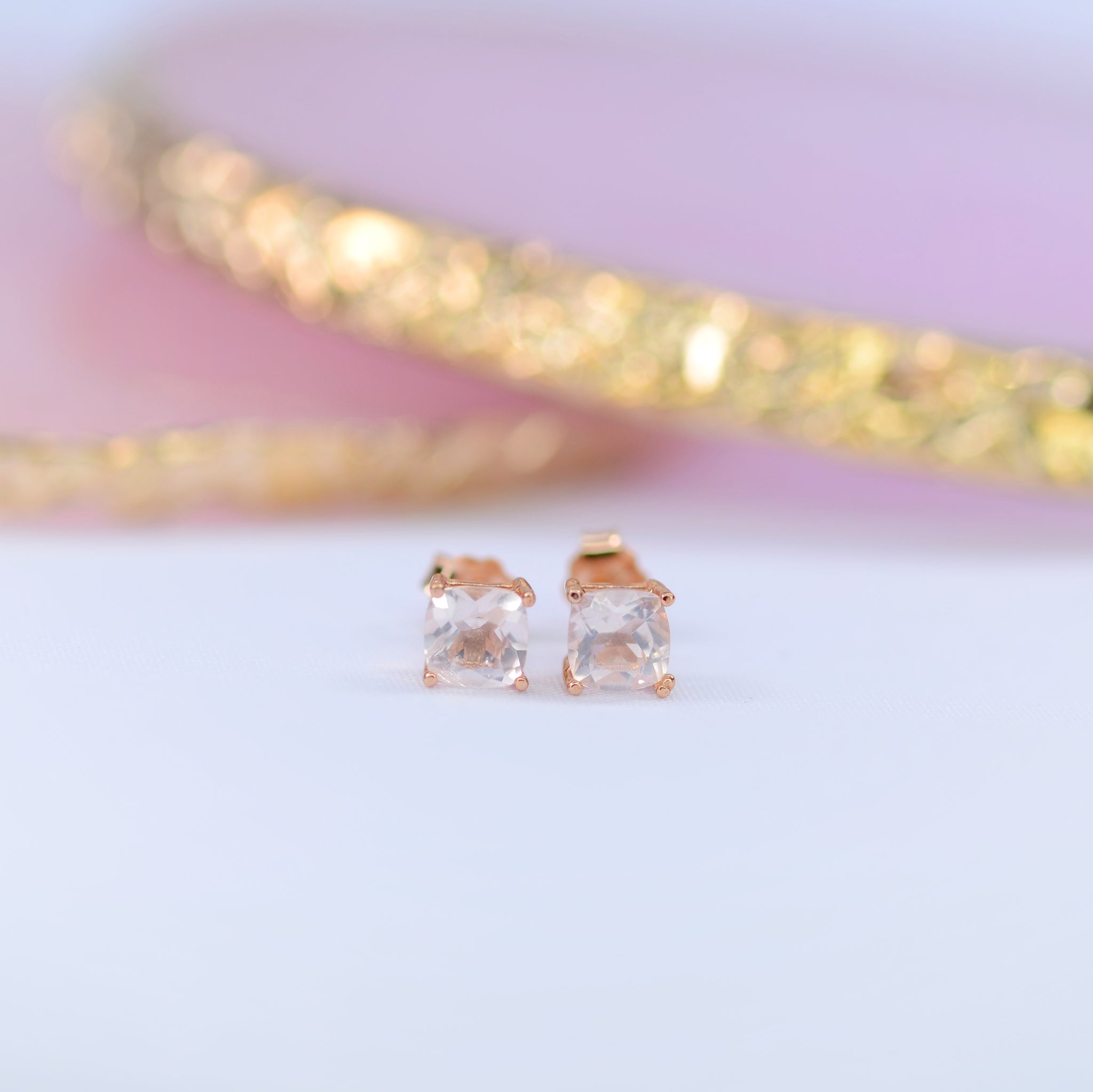 Maia Rose Quartz Studs